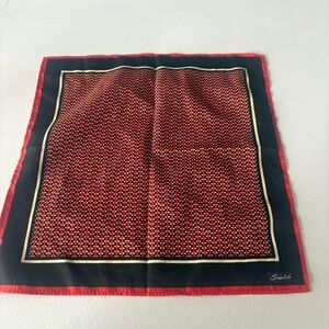 Scotch Brand Vintage Geometric Pattern Pocket Square Bandana Red Black White